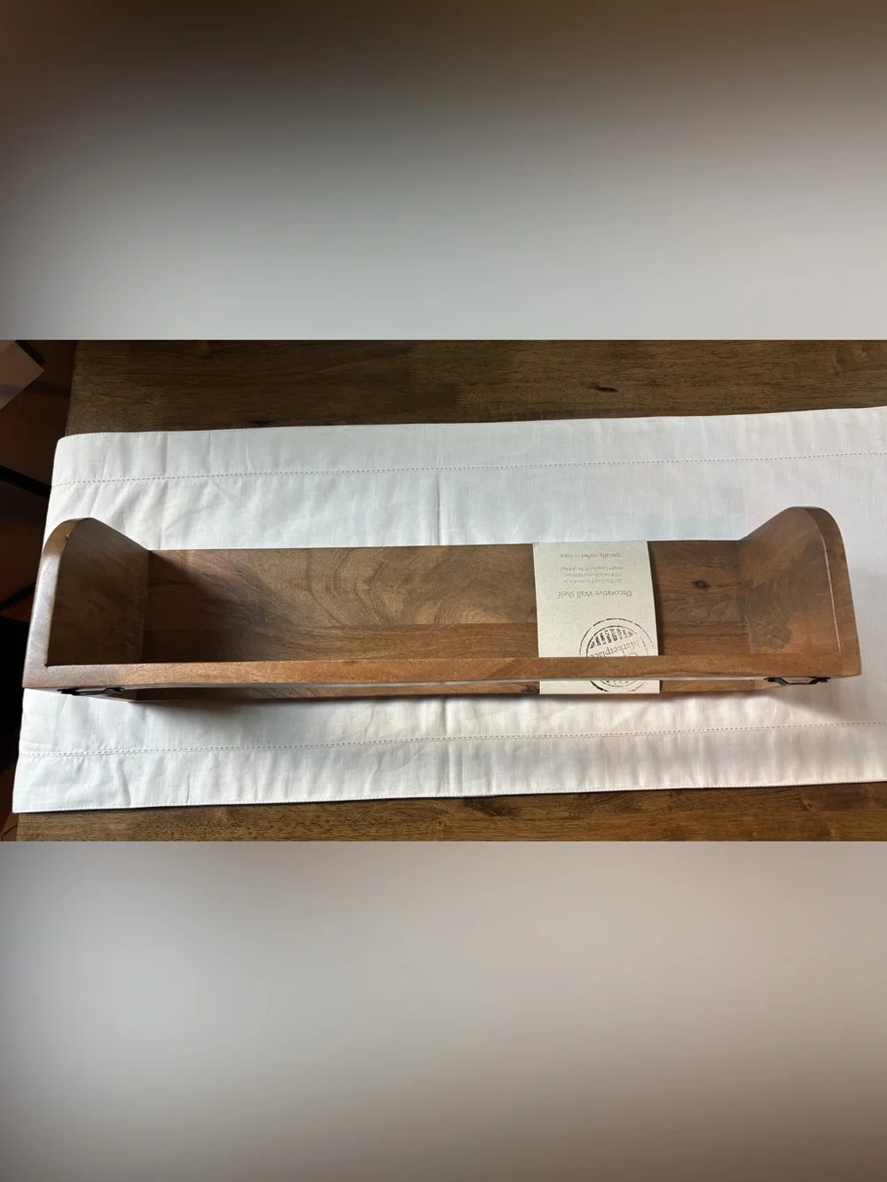 Wooden Wall Display Shelf in Brown - Simple Open Design